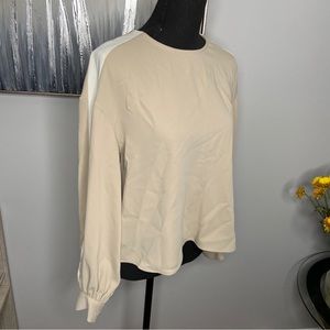 Cream Color Block Blouse